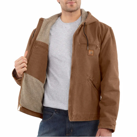 Carhartt Relaxed Fit Washed Duck Sherpa-Lined Jacket #104392 - Image 7