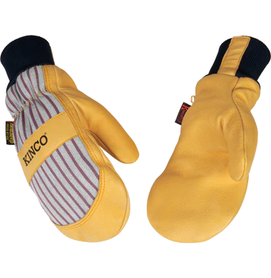 Kinco Lined Grain Pigskin Leather Palm Mittens with Knit Wrist